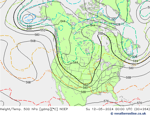 Géop./Temp. 500 hPa NCEP dim 12.05.2024 00 UTC