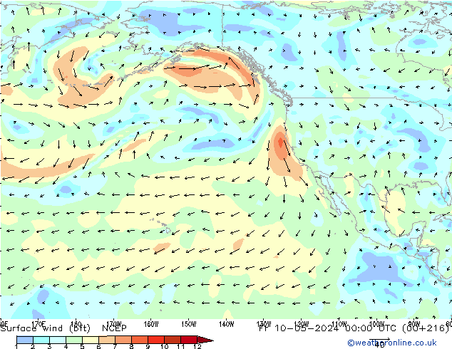 Wind 10 m (bft) NCEP vr 10.05.2024 00 UTC