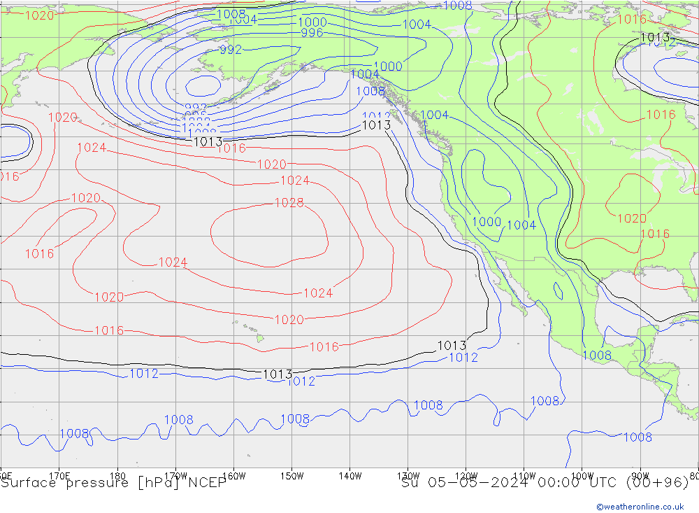 Luchtdruk (Grond) NCEP zo 05.05.2024 00 UTC