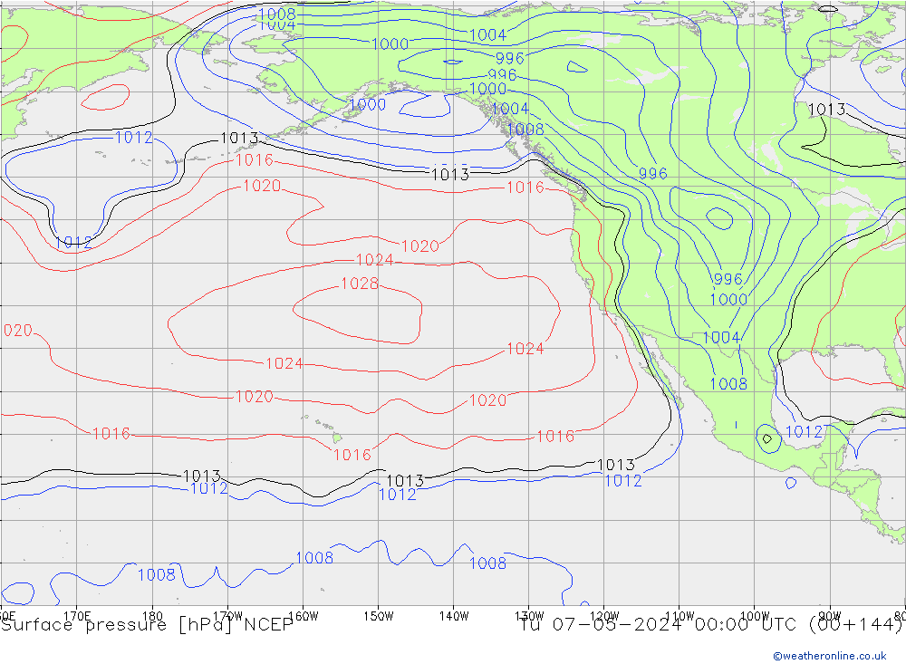 Bodendruck NCEP Di 07.05.2024 00 UTC