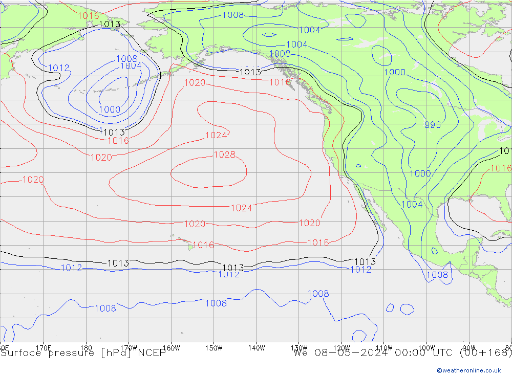 Yer basıncı NCEP Çar 08.05.2024 00 UTC