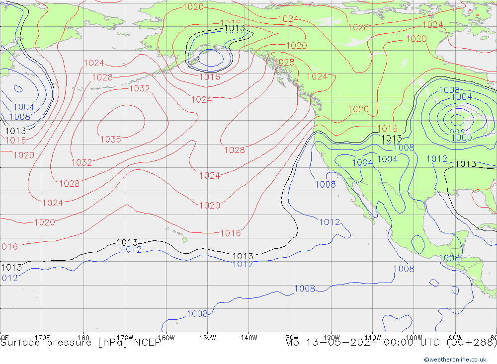 Yer basıncı NCEP Pzt 13.05.2024 00 UTC