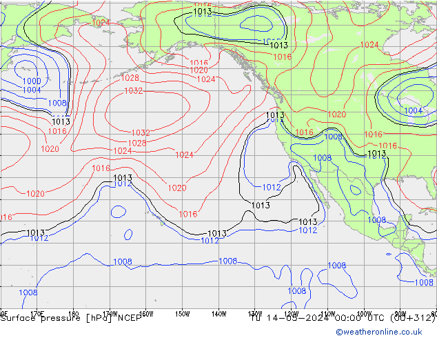 Pressione al suolo NCEP mar 14.05.2024 00 UTC