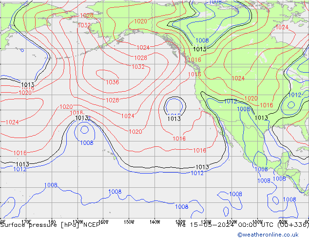 Pressione al suolo NCEP mer 15.05.2024 00 UTC