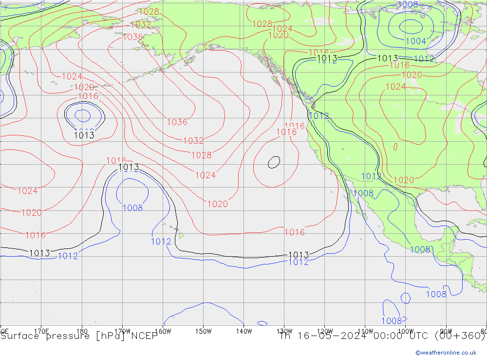 Surface pressure NCEP Th 16.05.2024 00 UTC