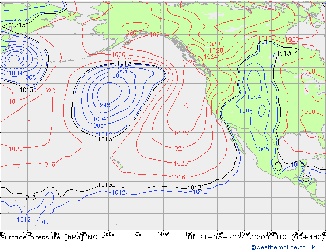 pressão do solo NCEP Ter 21.05.2024 00 UTC