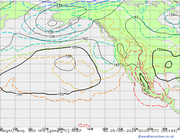 Yükseklik/Sıc. 850 hPa NCEP Paz 05.05.2024 00 UTC