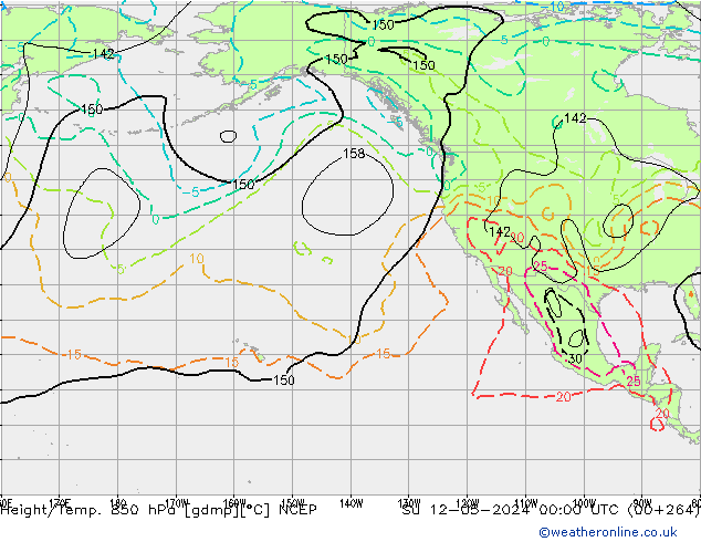 Yükseklik/Sıc. 850 hPa NCEP Paz 12.05.2024 00 UTC