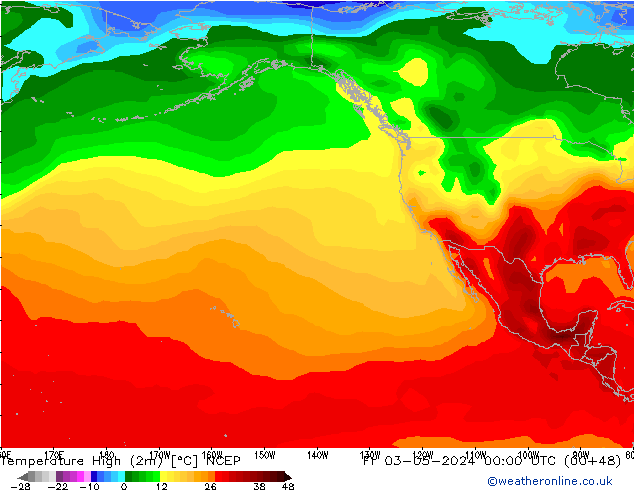 Temperature High (2m) NCEP Fr 03.05.2024 00 UTC