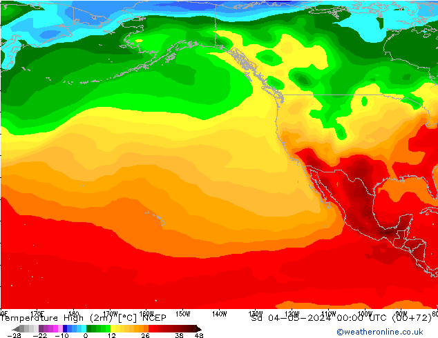 Temperature High (2m) NCEP Sa 04.05.2024 00 UTC