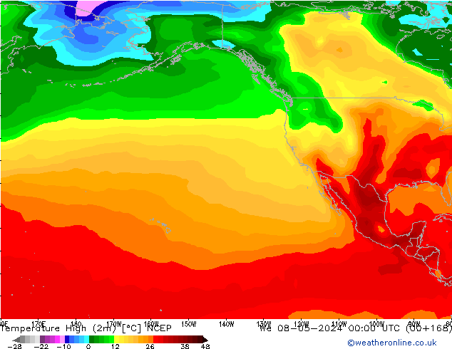 température 2m max NCEP mer 08.05.2024 00 UTC