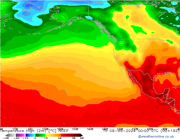 Temperature High (2m) NCEP Th 09.05.2024 00 UTC