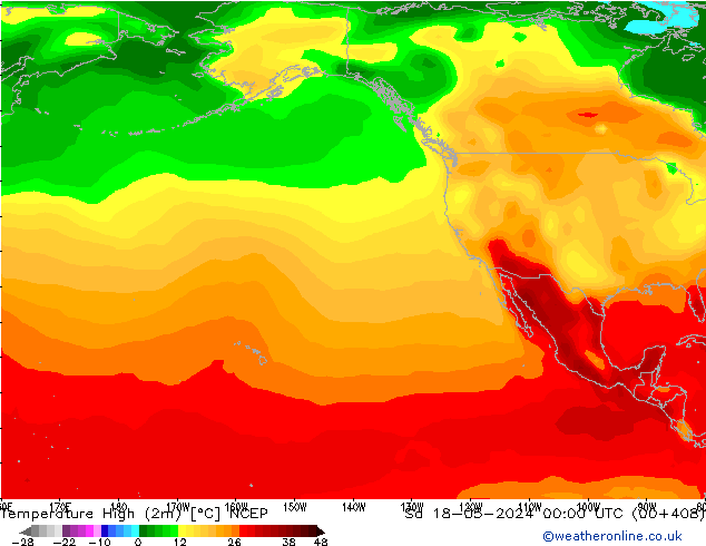 Maksimum Değer (2m) NCEP Cts 18.05.2024 00 UTC