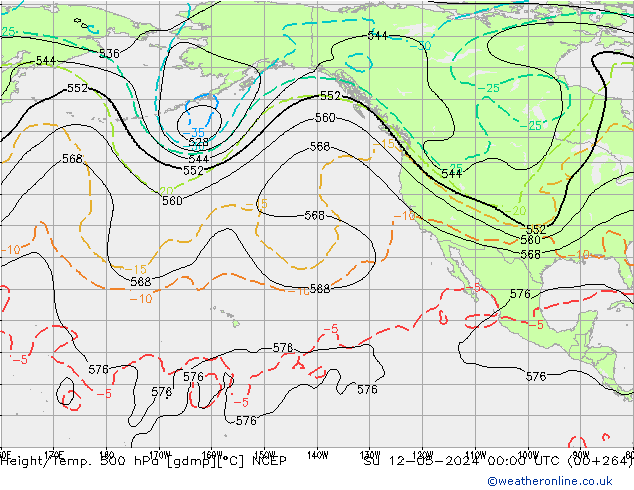 Height/Temp. 500 hPa NCEP dom 12.05.2024 00 UTC