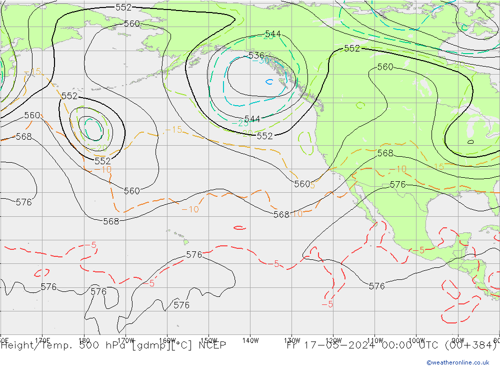 Height/Temp. 500 hPa NCEP Pá 17.05.2024 00 UTC