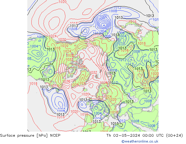 приземное давление NCEP чт 02.05.2024 00 UTC