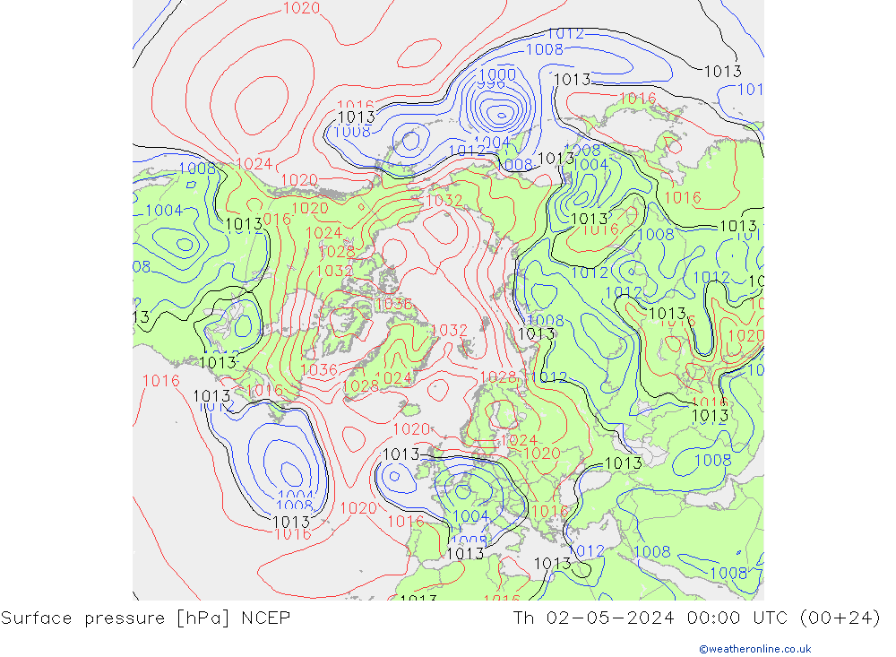 Yer basıncı NCEP Per 02.05.2024 00 UTC