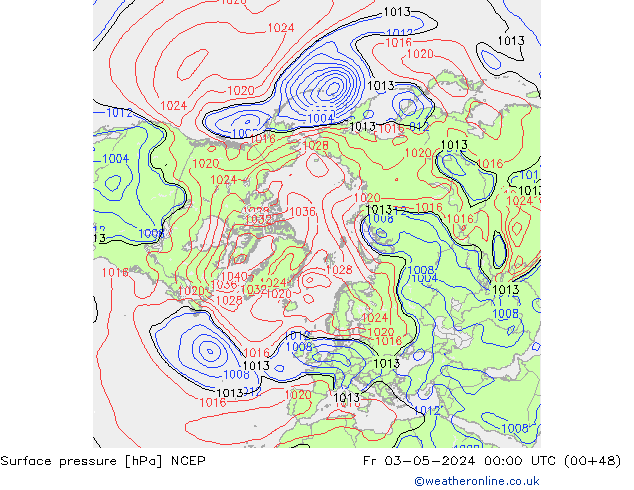 Bodendruck NCEP Fr 03.05.2024 00 UTC