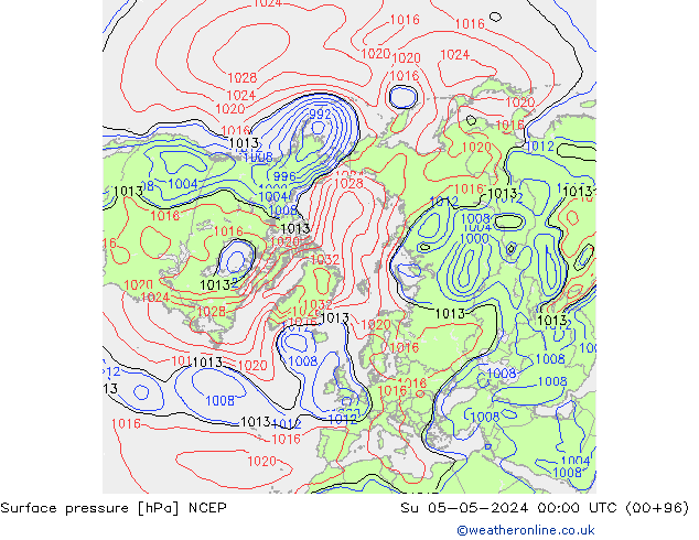 Luchtdruk (Grond) NCEP zo 05.05.2024 00 UTC