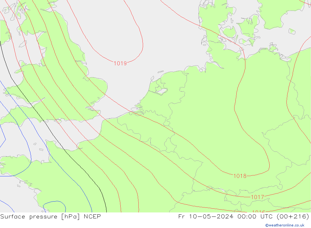 Presión superficial NCEP vie 10.05.2024 00 UTC