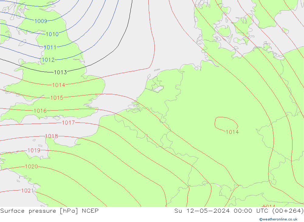 Presión superficial NCEP dom 12.05.2024 00 UTC