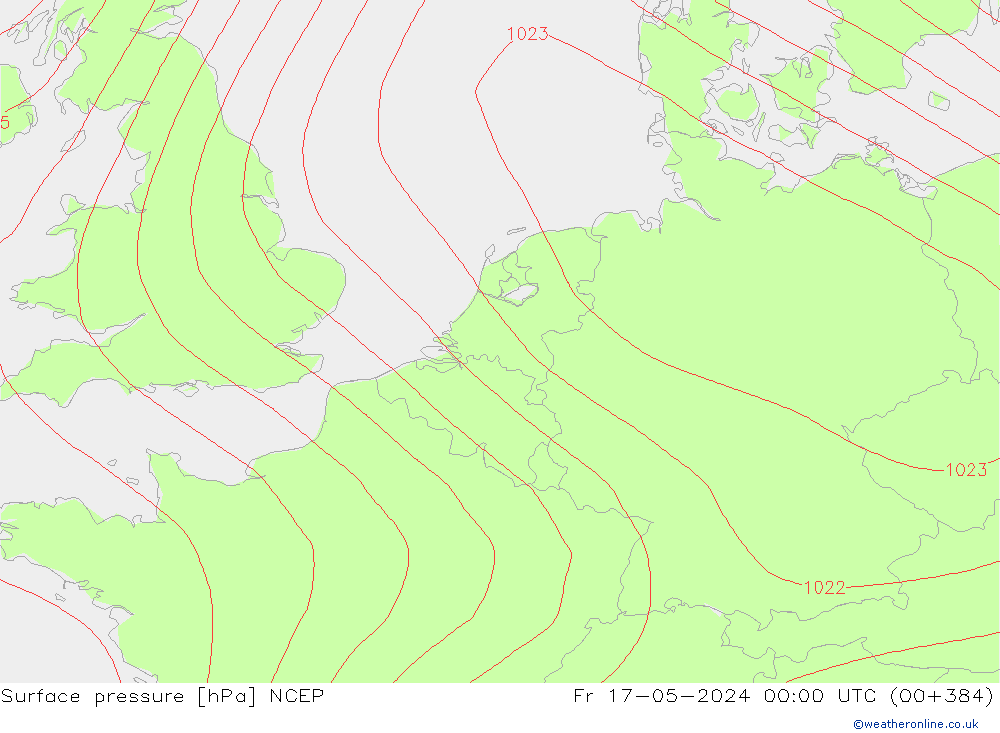 地面气压 NCEP 星期五 17.05.2024 00 UTC