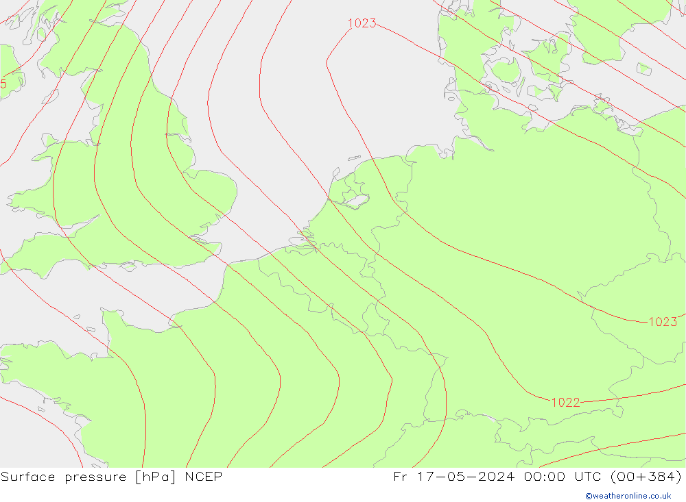 Presión superficial NCEP vie 17.05.2024 00 UTC