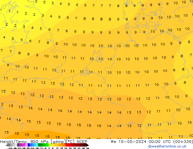 Height/Temp. 850 hPa NCEP śro. 15.05.2024 00 UTC