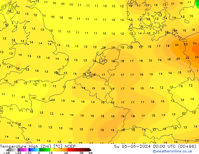 Temperatura máx. (2m) NCEP dom 05.05.2024 00 UTC