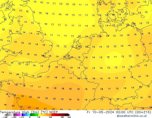 Höchstwerte (2m) NCEP Fr 10.05.2024 00 UTC