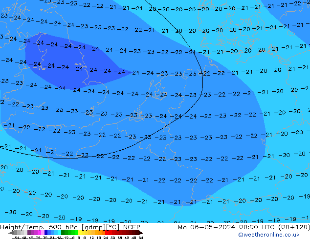 Height/Temp. 500 hPa NCEP Mo 06.05.2024 00 UTC