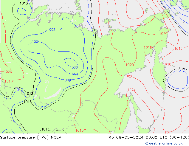 Presión superficial NCEP lun 06.05.2024 00 UTC