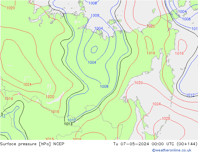 Luchtdruk (Grond) NCEP di 07.05.2024 00 UTC