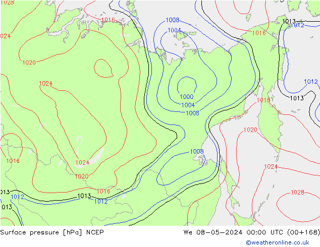 Luchtdruk (Grond) NCEP wo 08.05.2024 00 UTC