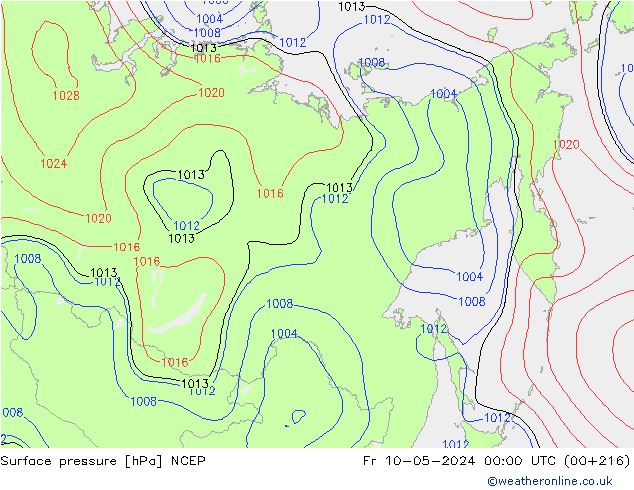 Bodendruck NCEP Fr 10.05.2024 00 UTC