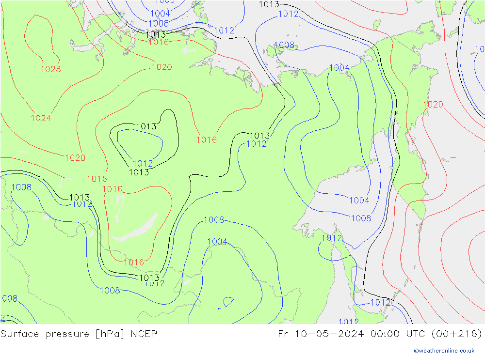 Luchtdruk (Grond) NCEP vr 10.05.2024 00 UTC