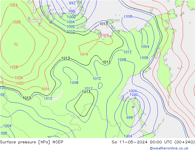 Pressione al suolo NCEP sab 11.05.2024 00 UTC