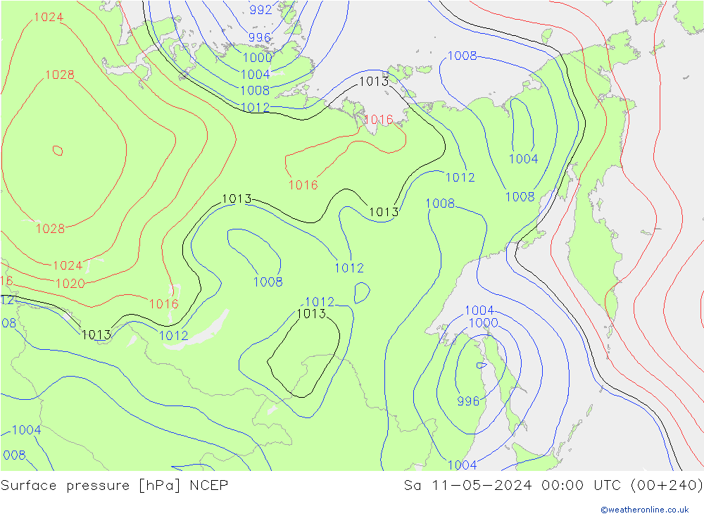 Surface pressure NCEP Sa 11.05.2024 00 UTC