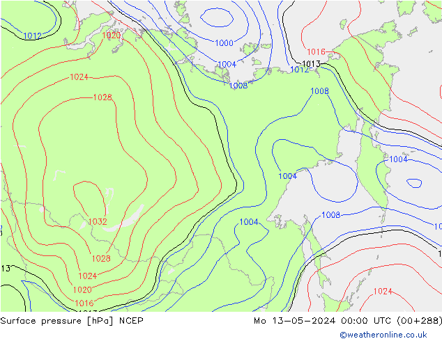 Pressione al suolo NCEP lun 13.05.2024 00 UTC