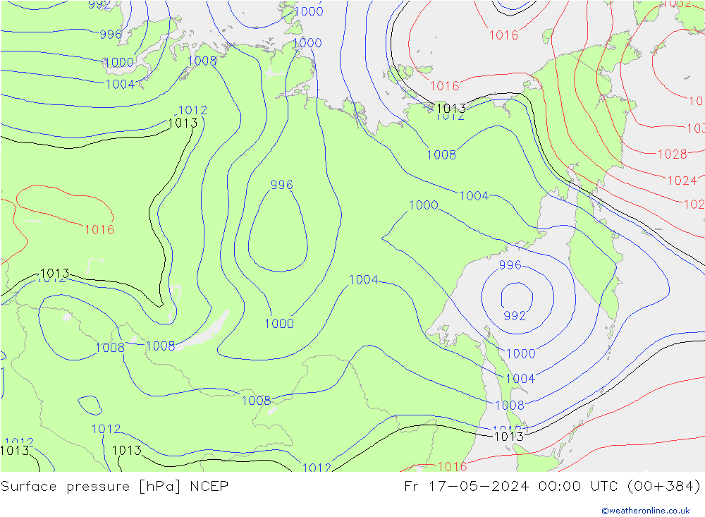 приземное давление NCEP пт 17.05.2024 00 UTC