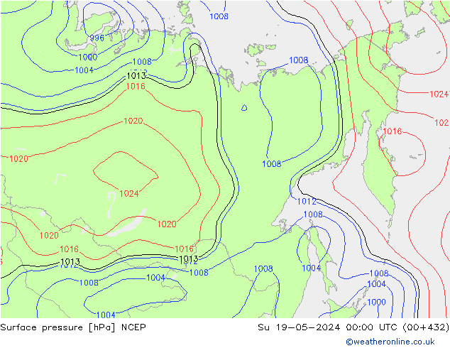 приземное давление NCEP Вс 19.05.2024 00 UTC
