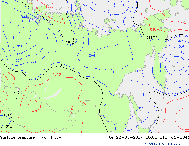 pression de l'air NCEP mer 22.05.2024 00 UTC
