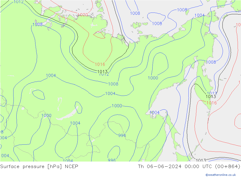 Bodendruck NCEP Do 06.06.2024 00 UTC