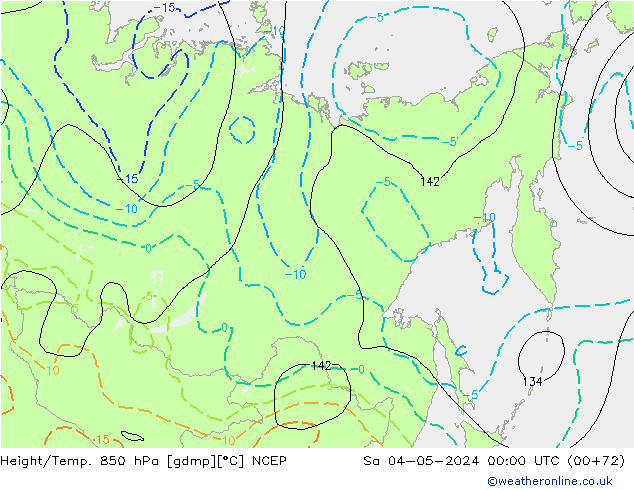 Height/Temp. 850 hPa NCEP Sa 04.05.2024 00 UTC