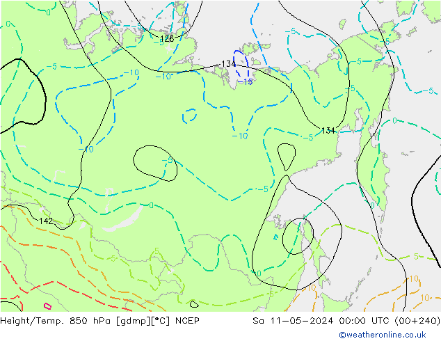 Height/Temp. 850 hPa NCEP Sa 11.05.2024 00 UTC