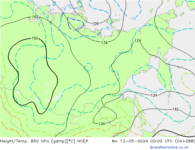 Height/Temp. 850 гПа NCEP пн 13.05.2024 00 UTC