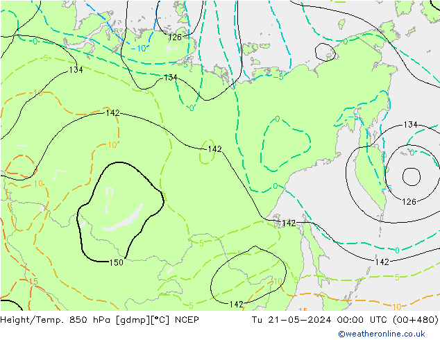 Height/Temp. 850 hPa NCEP  21.05.2024 00 UTC