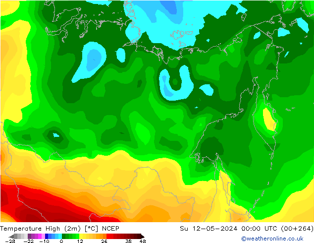 Temperature High (2m) NCEP Su 12.05.2024 00 UTC