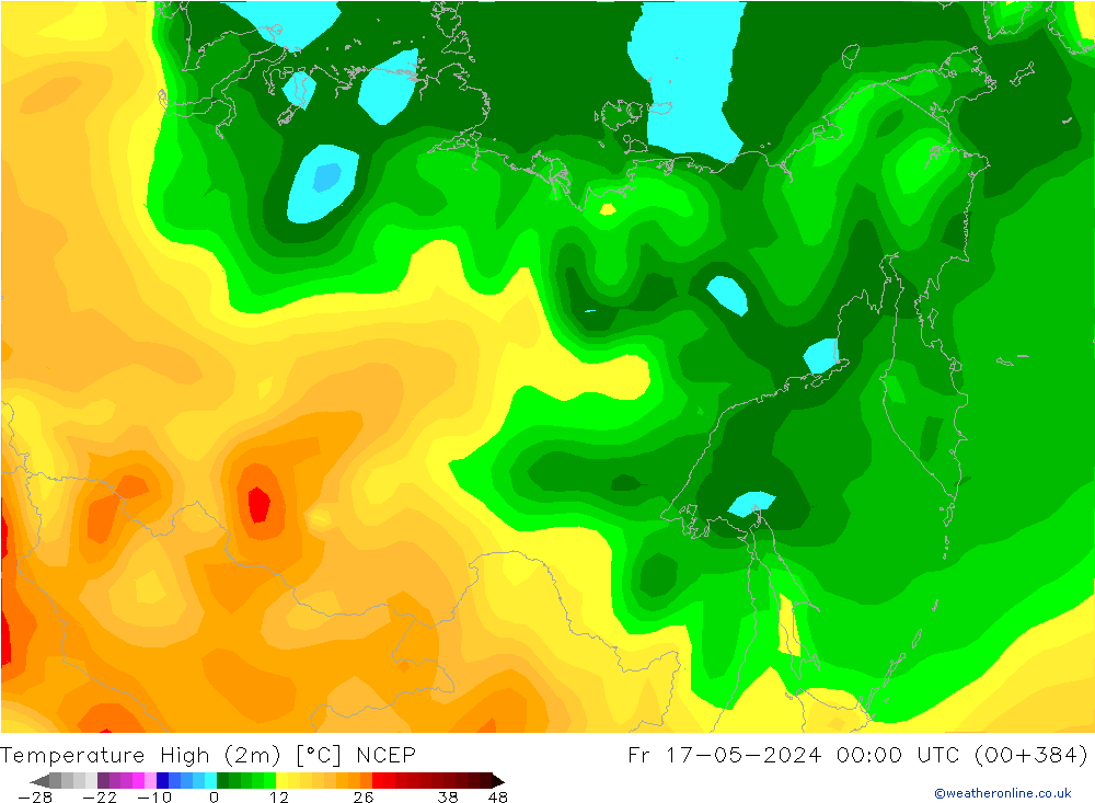 Temperature High (2m) NCEP Fr 17.05.2024 00 UTC