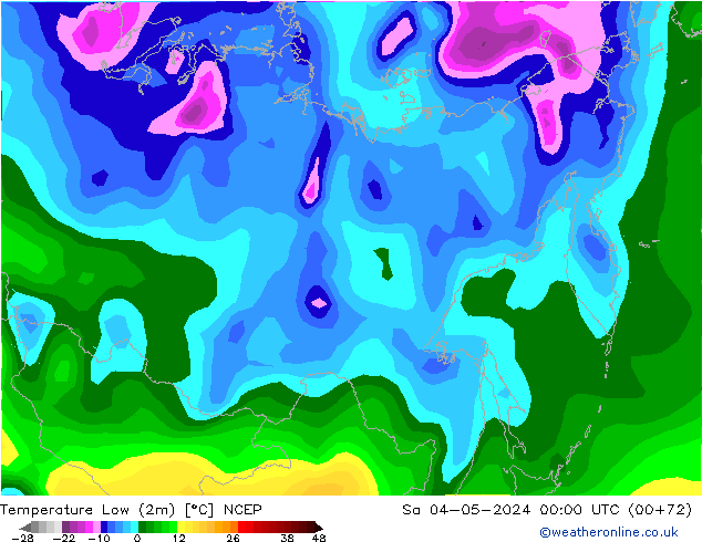 temperatura mín. (2m) NCEP Sáb 04.05.2024 00 UTC